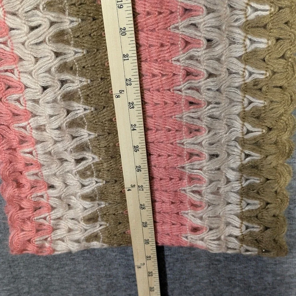 Handmade Crochet Infinity Scarf Pink Olive Green Cream Hairpin Lace Boho Loop